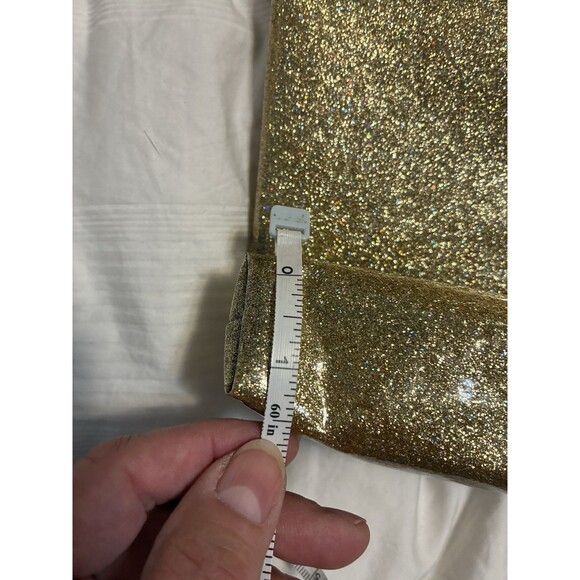 Pretty 3 Piece Make-up Bag Set Gold Glittery Pouch Cosmetic - Picture 8 of 16